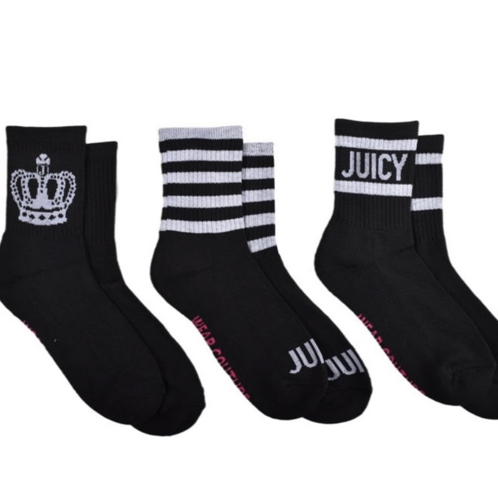 NWT JUICY COUTURE SHORTIE CREW SOCKS 3 PAIRS